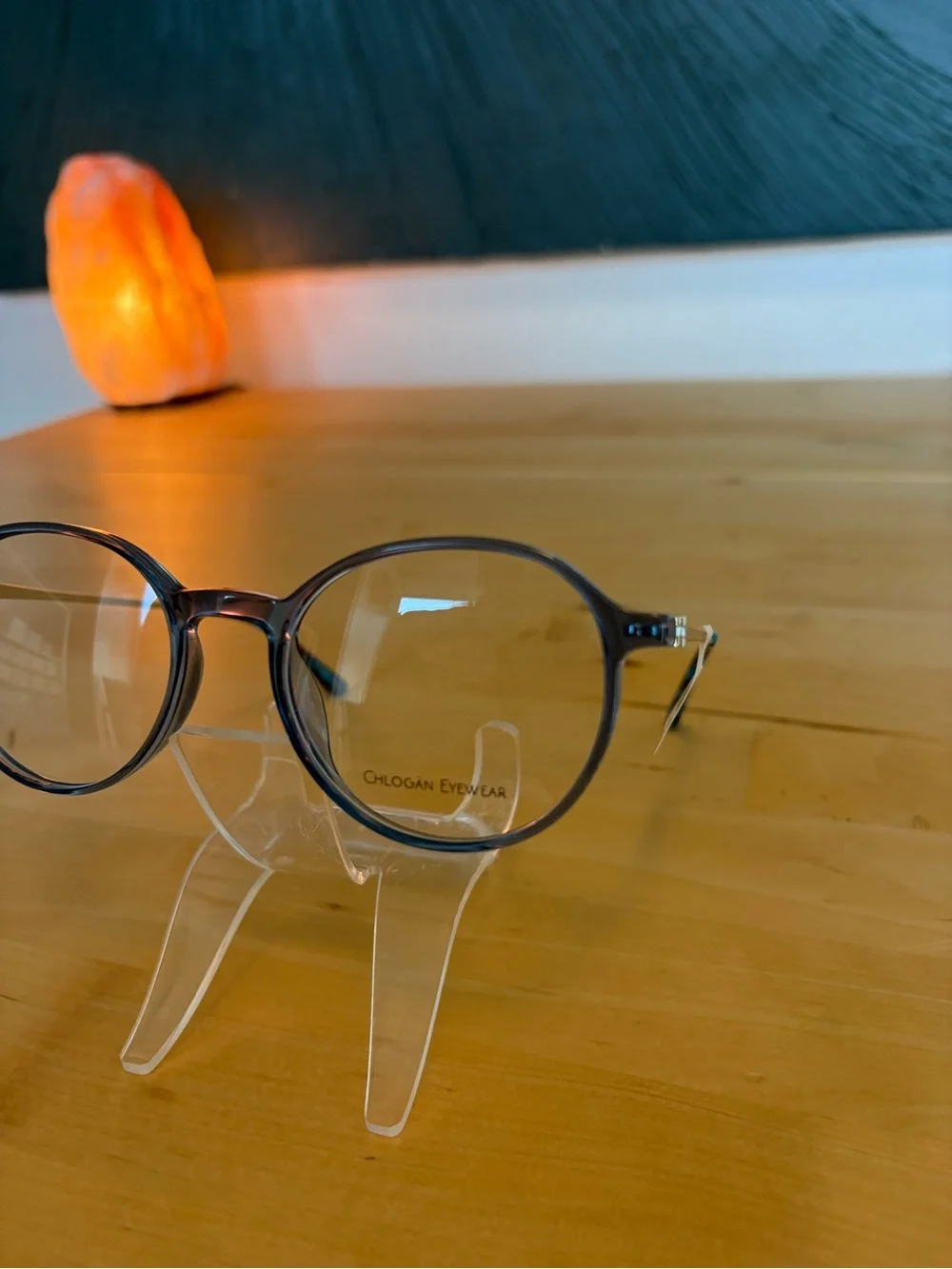 Chlogan Eyewear Round Translucent Blue Eyeglasses Silver Temples 9125 50-16-145